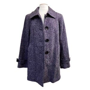 Purple Tweed Car Coat‎ Collection By Gallery Wool Blend Button Up Size Large